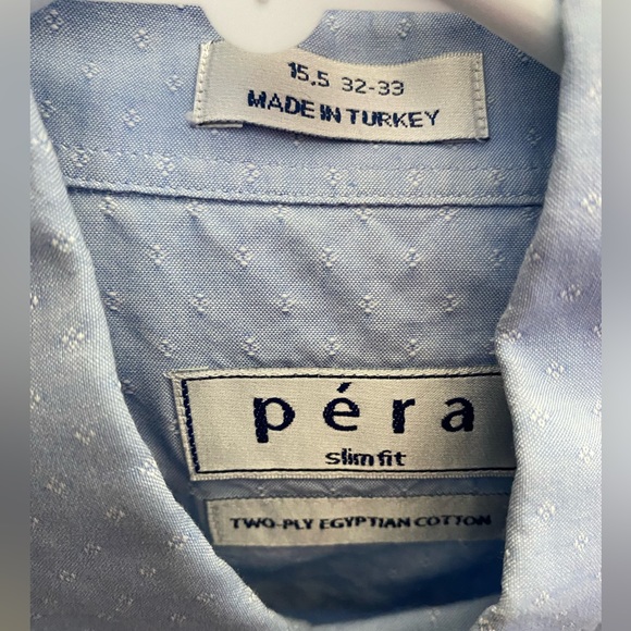 Péra Light Blue Men’s Button Up - slim fit 15.5, 32-33 - Picture 3 of 5